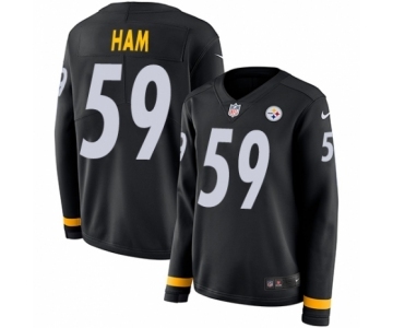 Women's Nike Pittsburgh Steelers #59 Jack Ham Limited Black Therma Long Sleeve NFL Jersey