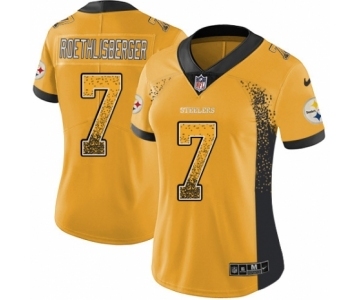 Women's Nike Pittsburgh Steelers #7 Ben Roethlisberger Limited Gold Rush Drift Fashion NFL Jersey