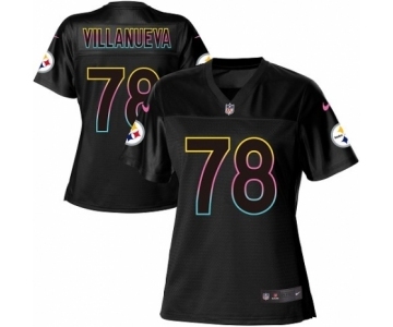 Women's Nike Pittsburgh Steelers #78 Alejandro Villanueva Game Black Fashion NFL Jersey