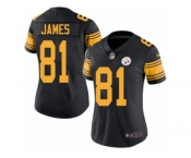 Women's Nike Pittsburgh Steelers #81 Jesse James Limited Black Rush NFL Jersey