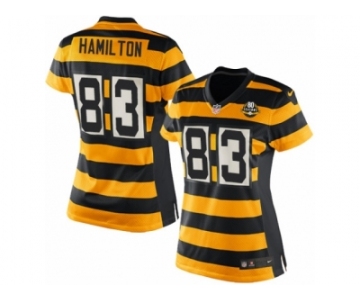 Women's Nike Pittsburgh Steelers #83 Cobi Hamilton Limited Yellow Black Alternate 80TH Anniversary Throwback NFL Jersey