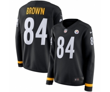 Women's Nike Pittsburgh Steelers #84 Antonio Brown Limited Black Therma Long Sleeve NFL Jersey