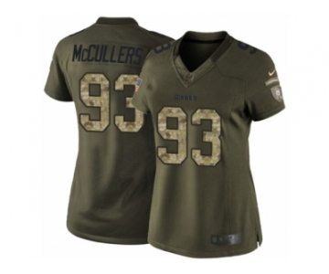 Women's Nike Pittsburgh Steelers #93 Dan McCullers Limited Green Salute to Service NFL Jersey