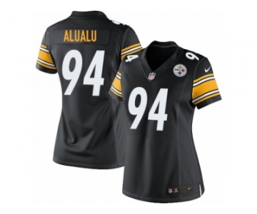 Women's Nike Pittsburgh Steelers #94 Tyson Alualu Limited Black Team Color NFL Jersey