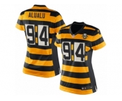 Women's Nike Pittsburgh Steelers #94 Tyson Alualu Limited Yellow Black Alternate 80TH Anniversary Throwback NFL Jersey