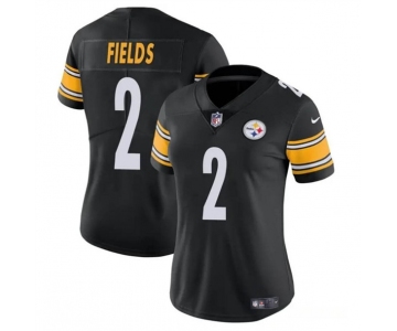 Women's Pittsburgh Steelers #2 Justin Fields Black Vapor Football Stitched Jersey