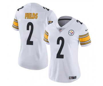 Women's Pittsburgh Steelers #2 Justin Fields White Vapor Football Stitched Jersey