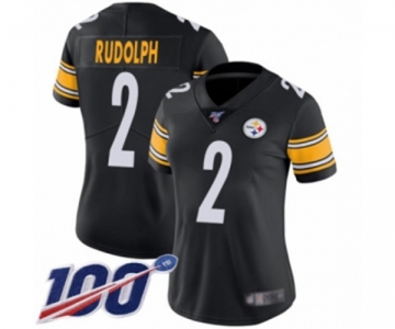 Women's Pittsburgh Steelers #2 Mason Rudolph Black Team Color Vapor Untouchable Limited Player 100th Season Football Jersey