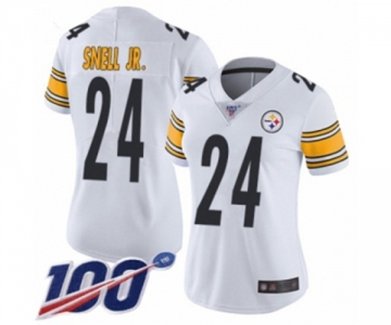Women's Pittsburgh Steelers #24 Benny Snell Jr. White Vapor Untouchable Limited Player 100th Season Football Jersey