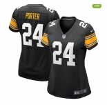 Women's Pittsburgh Steelers #24 Joey Porter Jr. Black Stitched Game Jersey Women's Pittsburgh Steelers #24 Joey Porter Jr. Black Stitched Game Jersey
