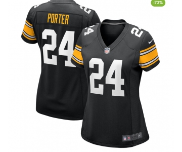 Women's Pittsburgh Steelers #24 Joey Porter Jr. Black Stitched Game Jersey