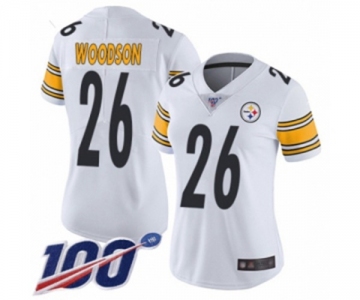 Women's Pittsburgh Steelers #26 Rod Woodson White Vapor Untouchable Limited Player 100th Season Football Jersey