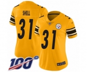 Women's Pittsburgh Steelers #31 Donnie Shell Limited Gold Inverted Legend 100th Season Football Jersey