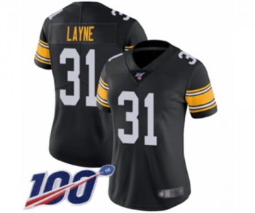 Women's Pittsburgh Steelers #31 Justin Layne Black Alternate Vapor Untouchable Limited Player 100th Season Football Jersey