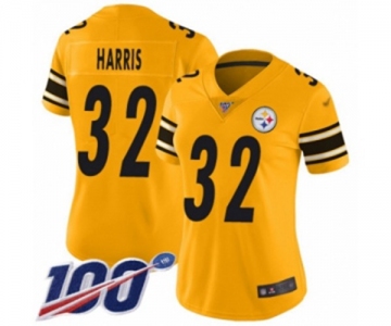 Women's Pittsburgh Steelers #32 Franco Harris Limited Gold Inverted Legend 100th Season Football Jersey
