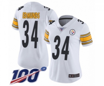 Women's Pittsburgh Steelers #34 Terrell Edmunds White Vapor Untouchable Limited Player 100th Season Football Jersey