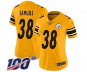 Women's Pittsburgh Steelers #38 Jaylen Samuels Limited Gold Inverted Legend 100th Season Football Jersey