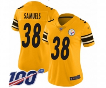 Women's Pittsburgh Steelers #38 Jaylen Samuels Limited Gold Inverted Legend 100th Season Football Jersey