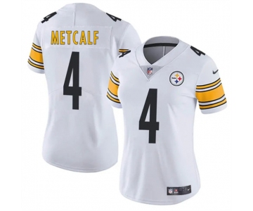 Women's Pittsburgh Steelers #4 DK Metcalf White 2025 Vapor Football Stitched Jersey