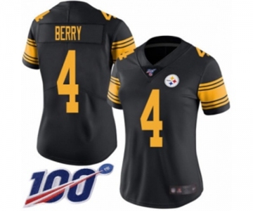 Women's Pittsburgh Steelers #4 Jordan Berry Limited Black Rush Vapor Untouchable 100th Season Football Jersey