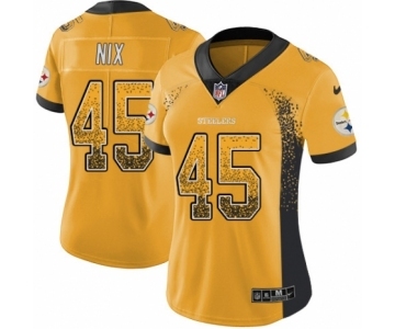 Women's Pittsburgh Steelers #45 Roosevelt Nix Gold Rush Drift Fashion Football Jersey