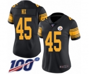 Women's Pittsburgh Steelers #45 Roosevelt Nix Limited Black Rush Vapor Untouchable 100th Season Football Jersey