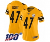 Women's Pittsburgh Steelers #47 Mel Blount Limited Gold Inverted Legend 100th Season Football Jersey