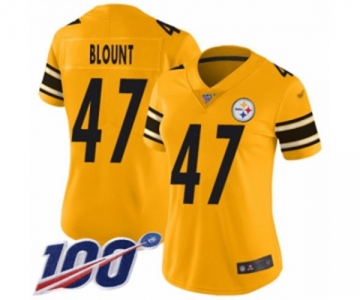 Women's Pittsburgh Steelers #47 Mel Blount Limited Gold Inverted Legend 100th Season Football Jersey