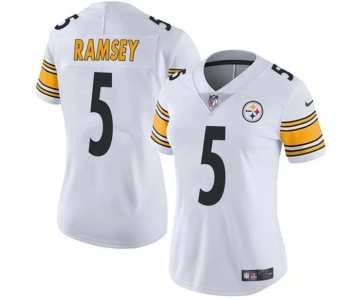 Women's Pittsburgh Steelers #5 Jalen Ramsey White 2025 Vapor Untouchable Limited Football Stitched Jersey