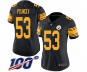Women's Pittsburgh Steelers #53 Maurkice Pouncey Limited Black Rush Vapor Untouchable 100th Season Football Jersey