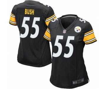Women's Pittsburgh Steelers #55 Devin Bush Game Black Team Color Football Jersey