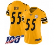Women's Pittsburgh Steelers #55 Devin Bush Limited Gold Inverted Legend 100th Season Football Jersey
