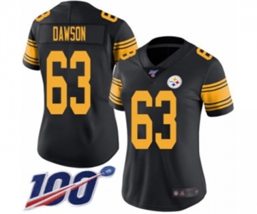 Women's Pittsburgh Steelers #63 Dermontti Dawson Limited Black Rush Vapor Untouchable 100th Season Football Jersey