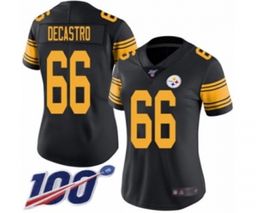 Women's Pittsburgh Steelers #66 David DeCastro Limited Black Rush Vapor Untouchable 100th Season Football Jersey