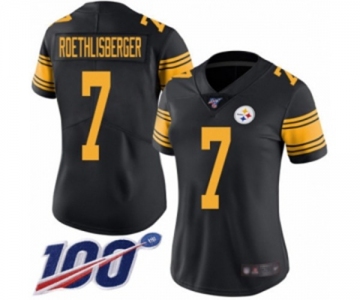 Women's Pittsburgh Steelers #7 Ben Roethlisberger Limited Black Rush Vapor Untouchable 100th Season Football Jersey