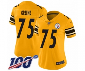 Women's Pittsburgh Steelers #75 Joe Greene Limited Gold Inverted Legend 100th Season Football Jersey