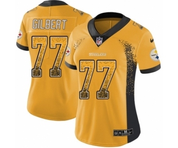 Women's Pittsburgh Steelers #77 Marcus Gilbert Gold Rush Drift Fashion Football Jersey