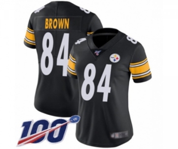 Women's Pittsburgh Steelers #84 Antonio Brown Black Team Color Vapor Untouchable Limited Player 100th Season Football Jersey