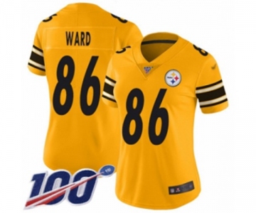 Women's Pittsburgh Steelers #86 Hines Ward Limited Gold Inverted Legend 100th Season Football Jersey
