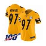 Women's Pittsburgh Steelers #97 Cameron Heyward Limited Gold Inverted Legend 100th Season Football Jersey