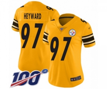 Women's Pittsburgh Steelers #97 Cameron Heyward Limited Gold Inverted Legend 100th Season Football Jersey