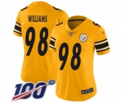 Women's Pittsburgh Steelers #98 Vince Williams Limited Gold Inverted Legend 100th Season Football Jersey