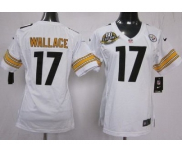 nike women nfl jerseys pittsburgh steelers #17 wallace white[80 anniversary patch]