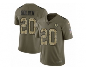Youth Nike Pittsburgh Steelers #20 Robert Golden Limited Olive Camo 2017 Salute to Service NFL Jersey