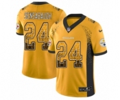Youth Nike Pittsburgh Steelers #24 Coty Sensabaugh Limited Gold Rush Drift Fashion NFL Jersey