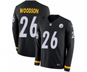 Youth Nike Pittsburgh Steelers #26 Rod Woodson Limited Black Therma Long Sleeve NFL Jersey