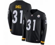 Youth Nike Pittsburgh Steelers #31 Donnie Shell Limited Black Therma Long Sleeve NFL Jersey