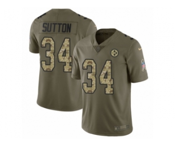 Youth Nike Pittsburgh Steelers #34 Cameron Sutton Limited Olive Camo 2017 Salute to Service NFL Jersey