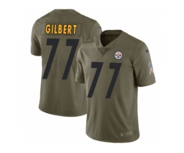 Youth Nike Pittsburgh Steelers #77 Marcus Gilbert Limited Olive 2017 Salute to Service NFL Jersey