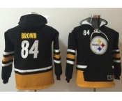 Youth Nike Pittsburgh Steelers #84 Antonio Brown Black Gold Name & Number Pullover NFL Hoodie